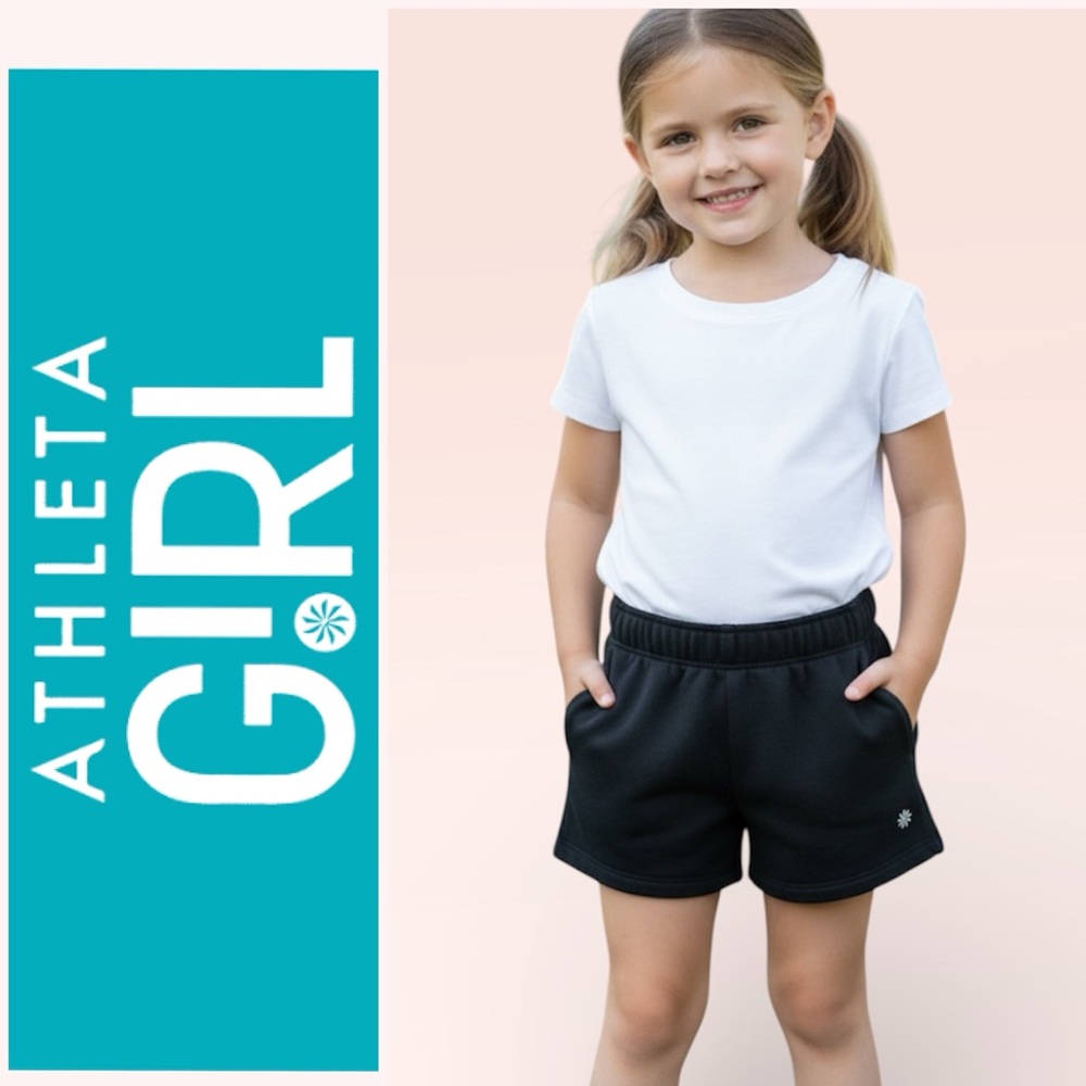 Athleta Girls All Day 2” Fleece Shorts Black Size Small (7)